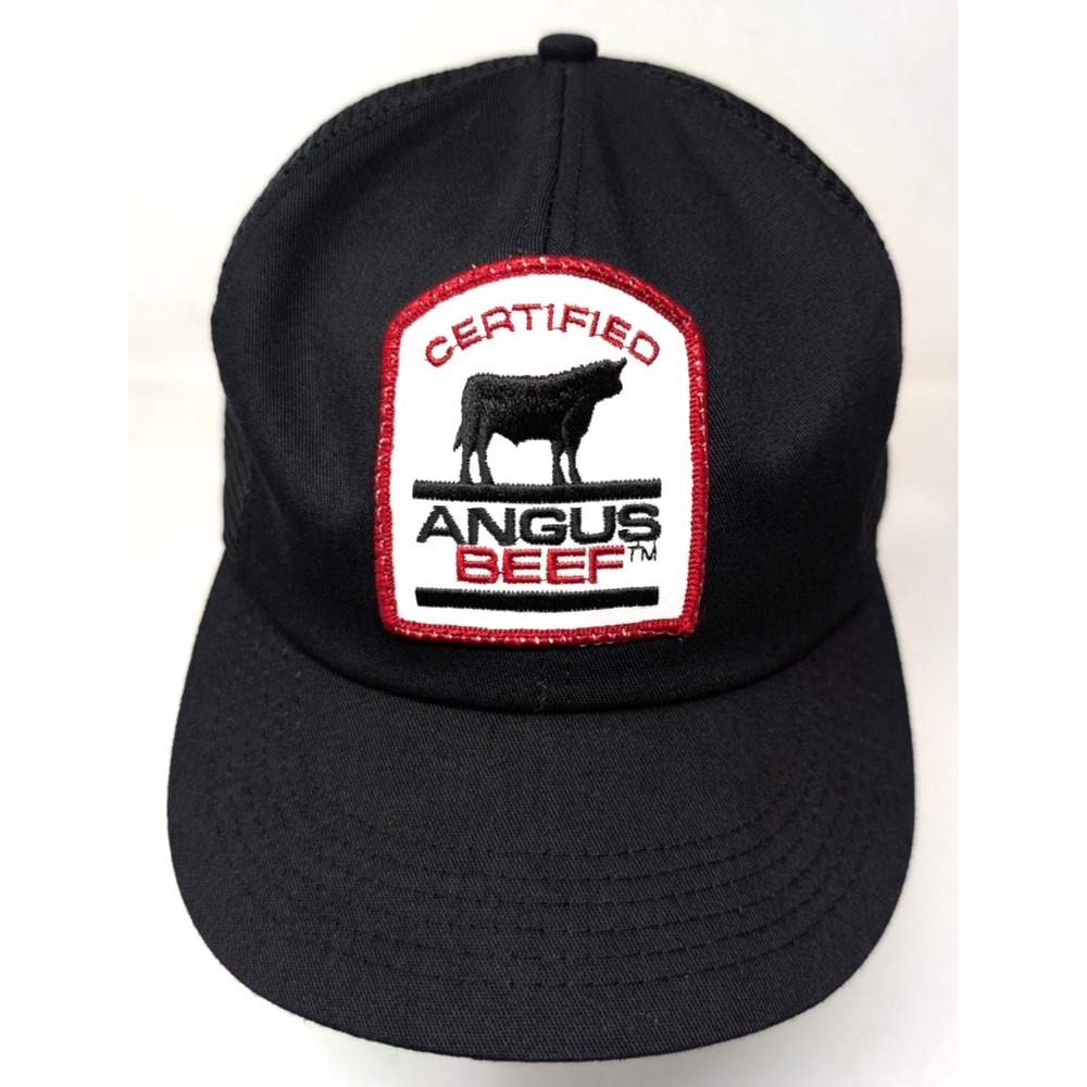 Certified Angus Beef‎ Hat Cap Black Snapback Mesh Patch K-Products Trucker VTG